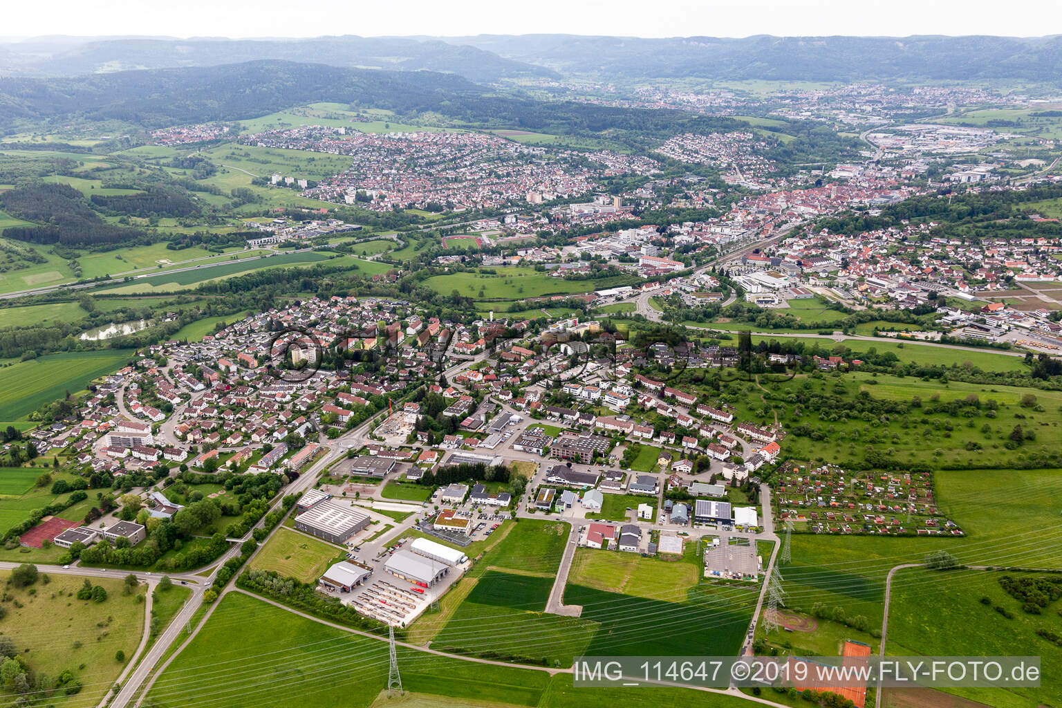 Vue oblique de Balingen dans le département Bade-Wurtemberg, Allemagne