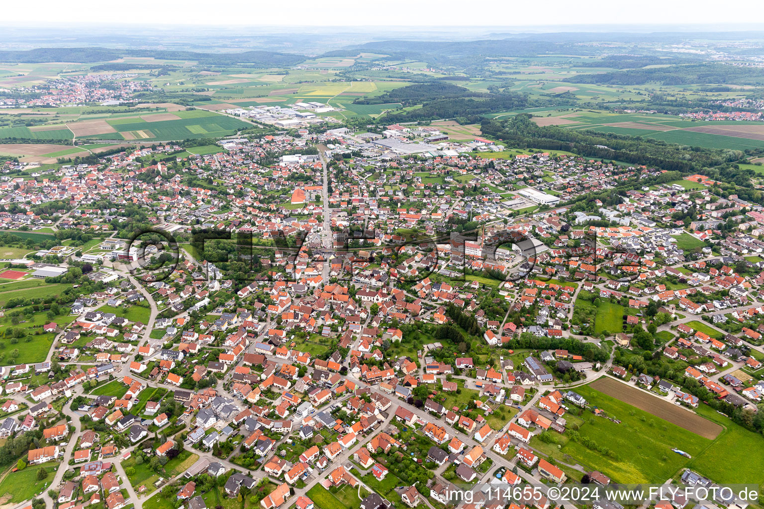 Vue aérienne de Bisingen dans le département Bade-Wurtemberg, Allemagne