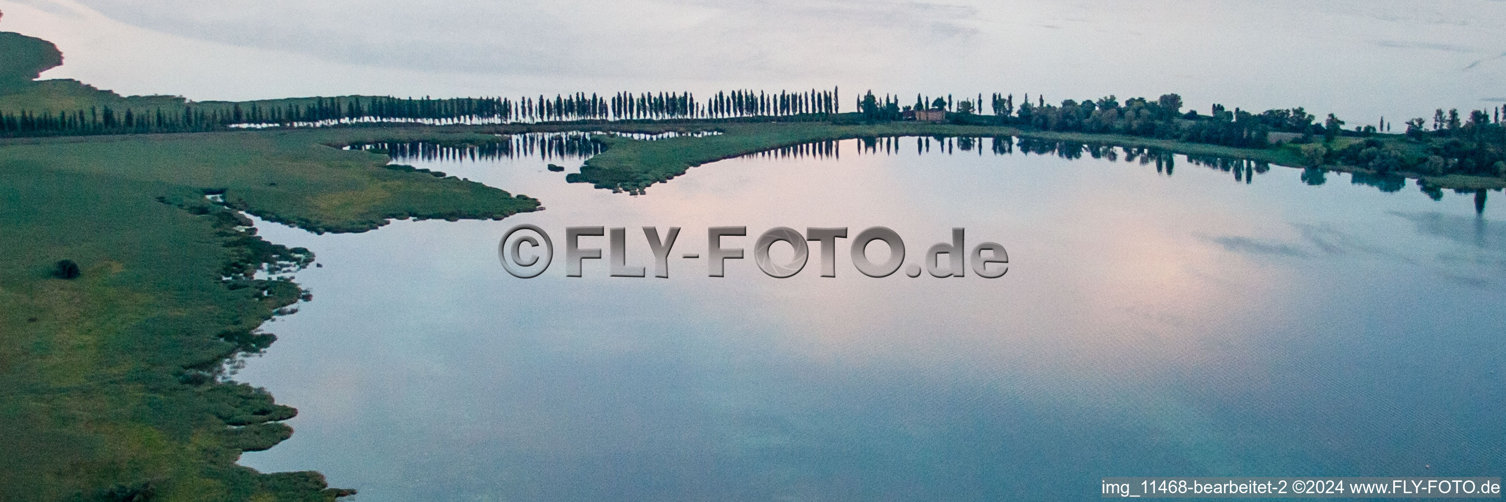 Vue aérienne de Panorama de la jetée vers l'île du lac de Constance Reichenau à Reichenau dans le département Bade-Wurtemberg, Allemagne