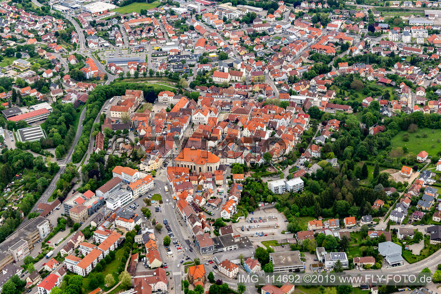 Vue aérienne de Hechingen dans le département Bade-Wurtemberg, Allemagne