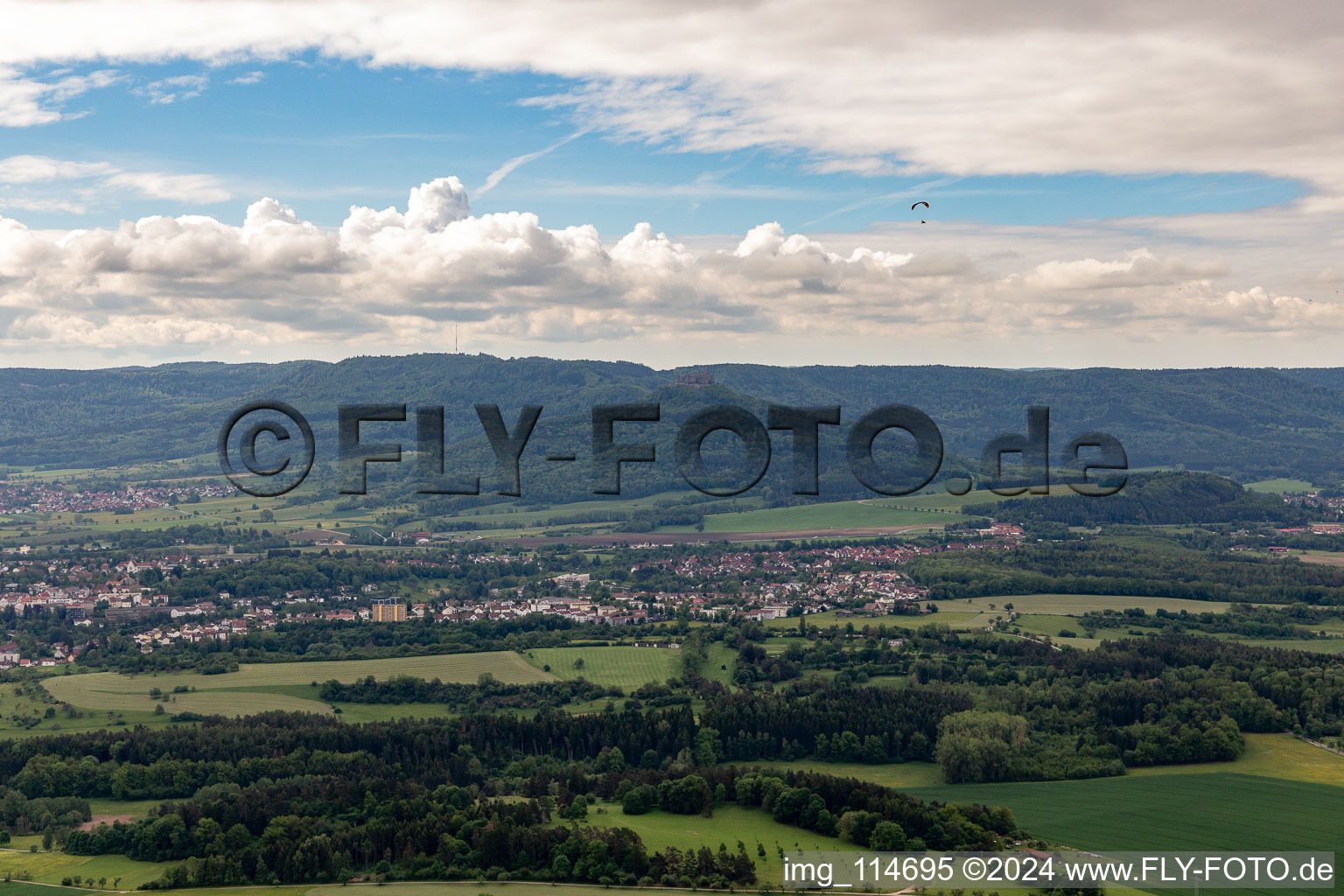 Vue oblique de Hechingen dans le département Bade-Wurtemberg, Allemagne