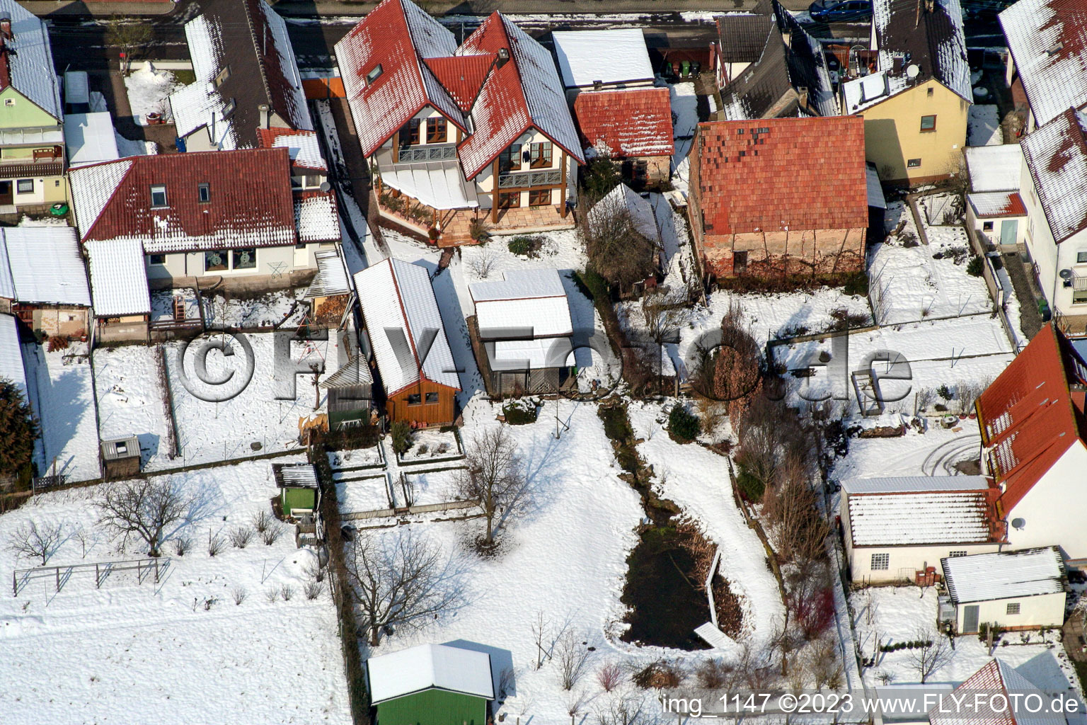 Photographie aérienne de Dans la neige à Freckenfeld dans le département Rhénanie-Palatinat, Allemagne