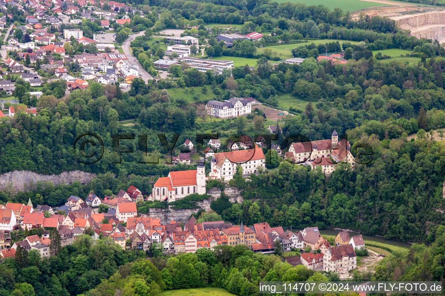 Vue aérienne de Haigerloch dans le département Bade-Wurtemberg, Allemagne