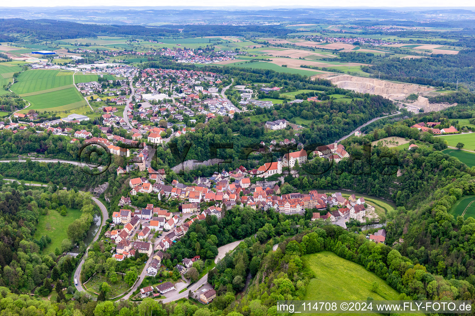 Vue aérienne de Haigerloch dans le département Bade-Wurtemberg, Allemagne