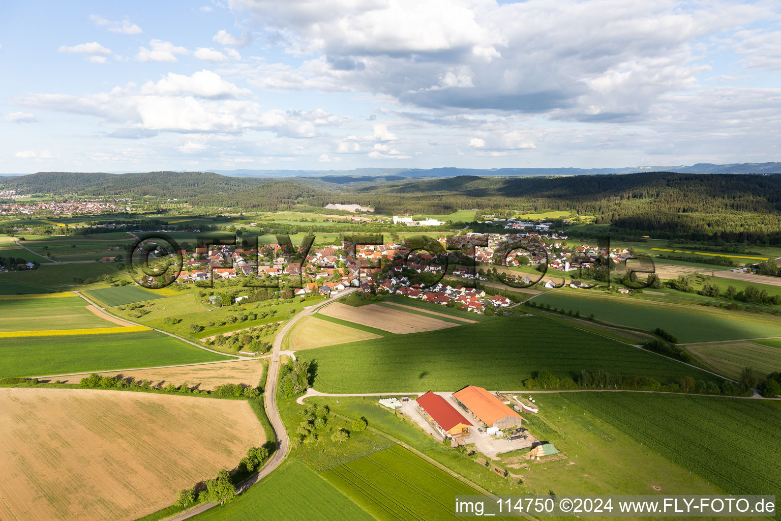 Vue aérienne de Wittershausen dans le département Bade-Wurtemberg, Allemagne