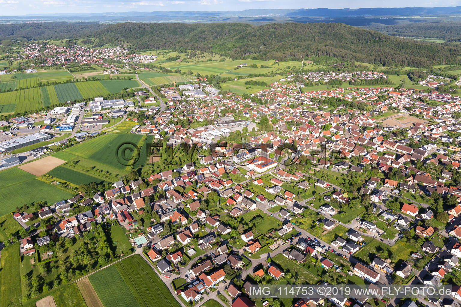 Vue oblique de Vöhringen dans le département Bade-Wurtemberg, Allemagne