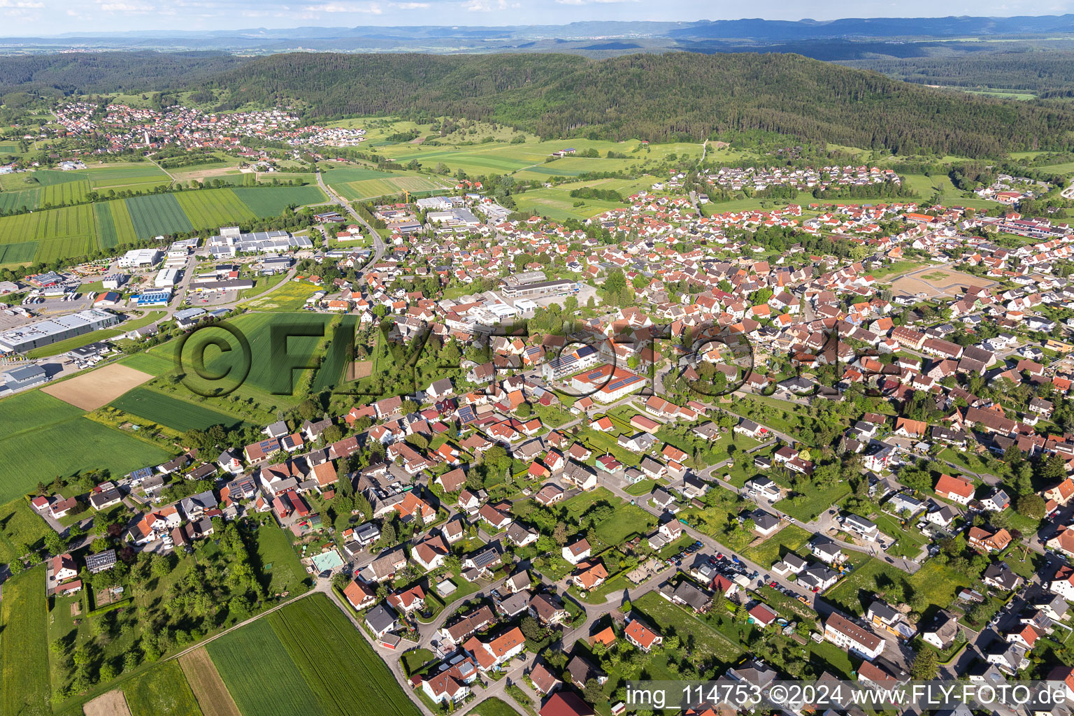 Vue oblique de Vöhringen dans le département Bade-Wurtemberg, Allemagne