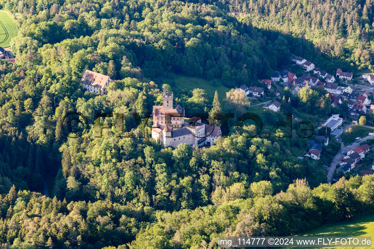 Vue aérienne de Complexe du château de Hohenmühringen à le quartier Mühringen in Horb am Neckar dans le département Bade-Wurtemberg, Allemagne