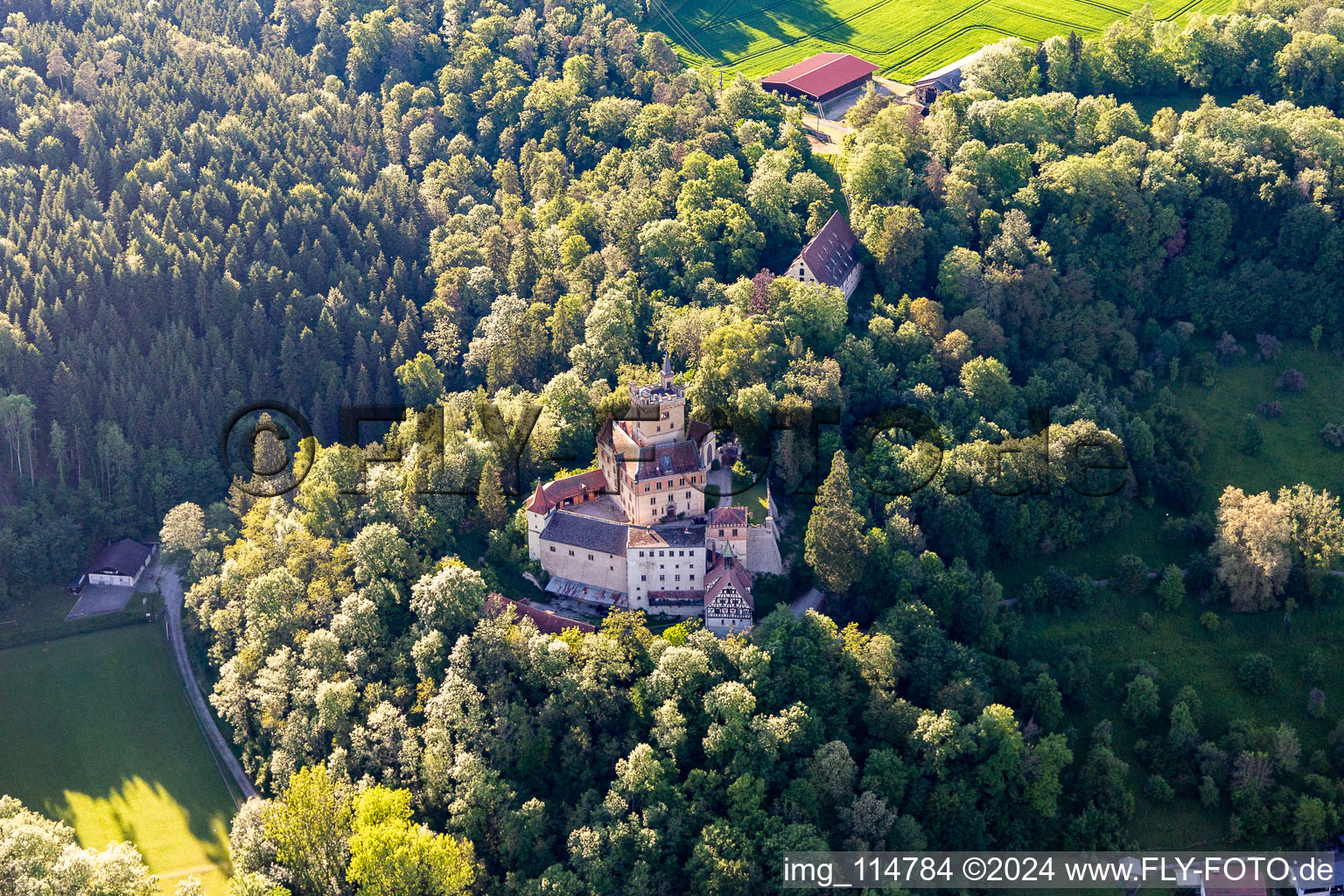 Vue aérienne de Complexe du château à le quartier Mühringen in Horb am Neckar dans le département Bade-Wurtemberg, Allemagne