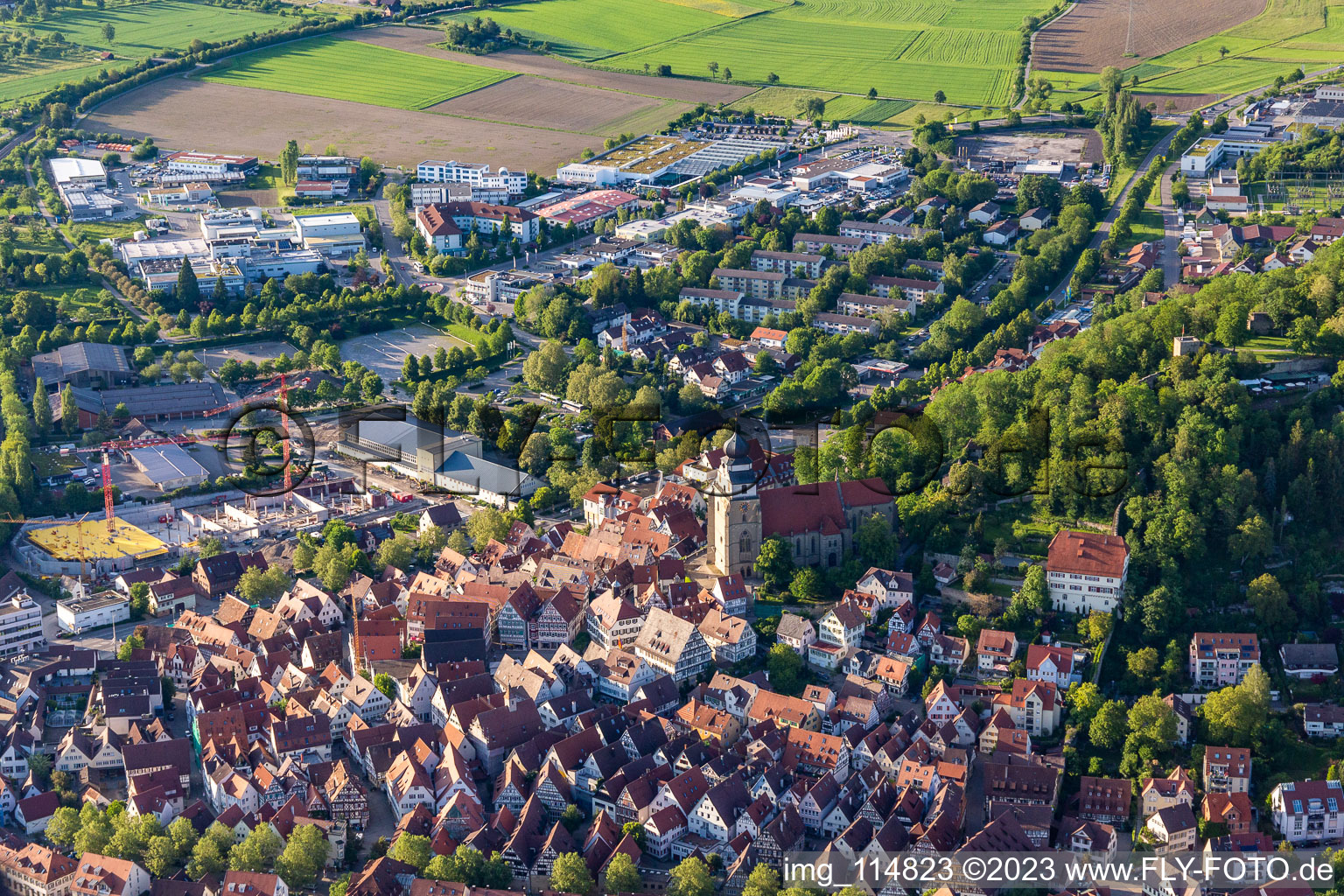 Vue aérienne de Vieille ville du sud à Herrenberg dans le département Bade-Wurtemberg, Allemagne