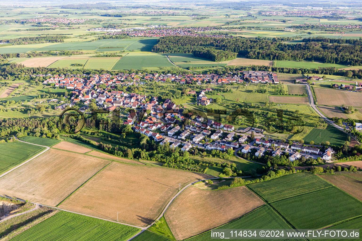 Vue aérienne de Du sud à le quartier Haslach in Herrenberg dans le département Bade-Wurtemberg, Allemagne