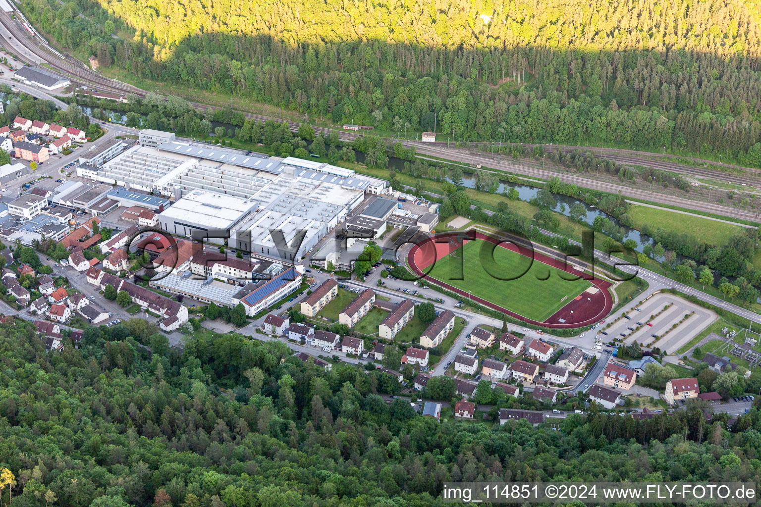 Vue aérienne de Stade du FC Horb à Horb am Neckar dans le département Bade-Wurtemberg, Allemagne