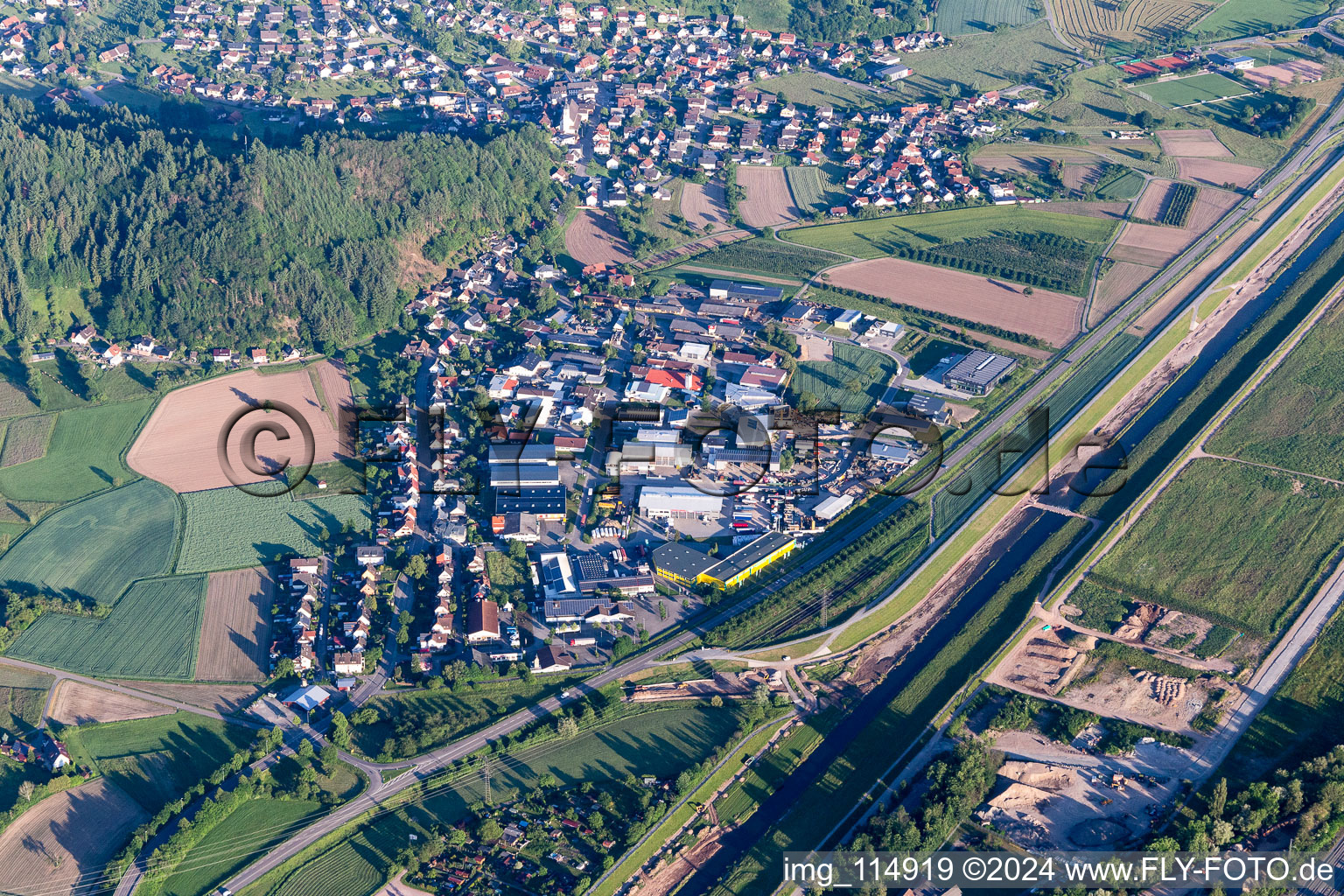 Vue aérienne de Berghaupten dans le département Bade-Wurtemberg, Allemagne