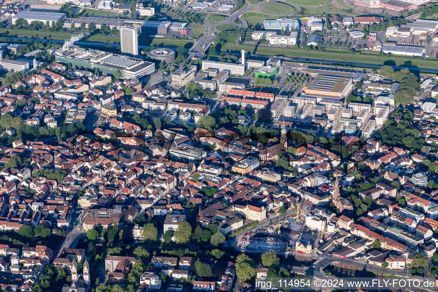 Offenburg dans le département Bade-Wurtemberg, Allemagne d'en haut