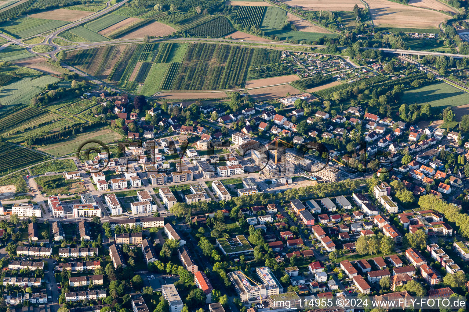 Vue aérienne de Nouvelle zone de développement Fessenbacher Straße à Offenburg dans le département Bade-Wurtemberg, Allemagne