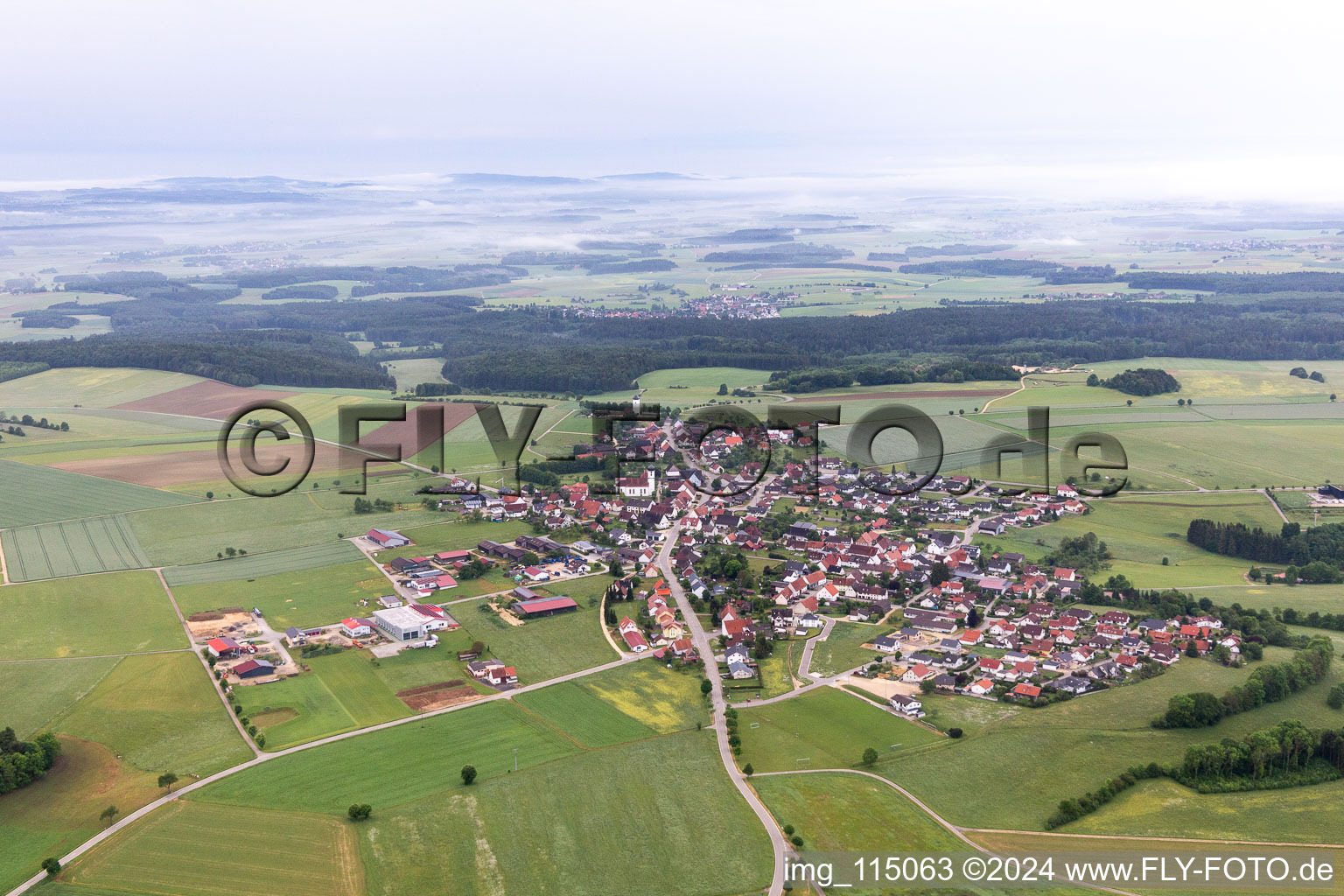 Vue aérienne de Buchheim dans le département Bade-Wurtemberg, Allemagne