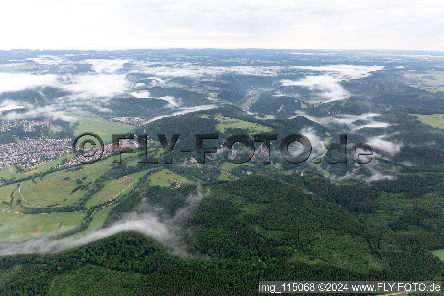 Vue oblique de Percée du Danube à Fridingen an der Donau dans le département Bade-Wurtemberg, Allemagne