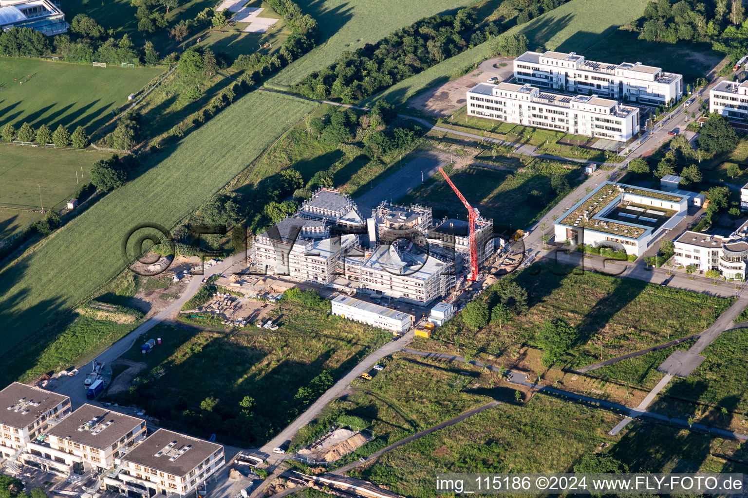 Vue aérienne de Chantier de construction de SLD à le quartier Rintheim in Karlsruhe dans le département Bade-Wurtemberg, Allemagne