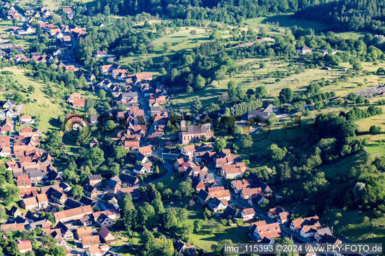 Photographie aérienne de Langensoultzbach dans le département Bas Rhin, France