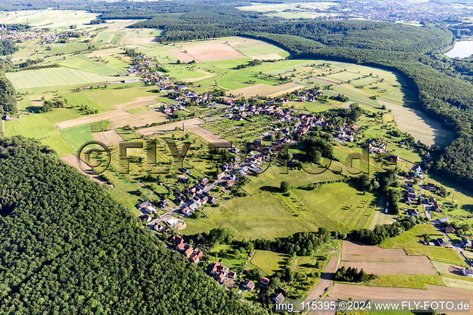 Vue d'oiseau de Nehwiller-près-Wœrth dans le département Bas Rhin, France