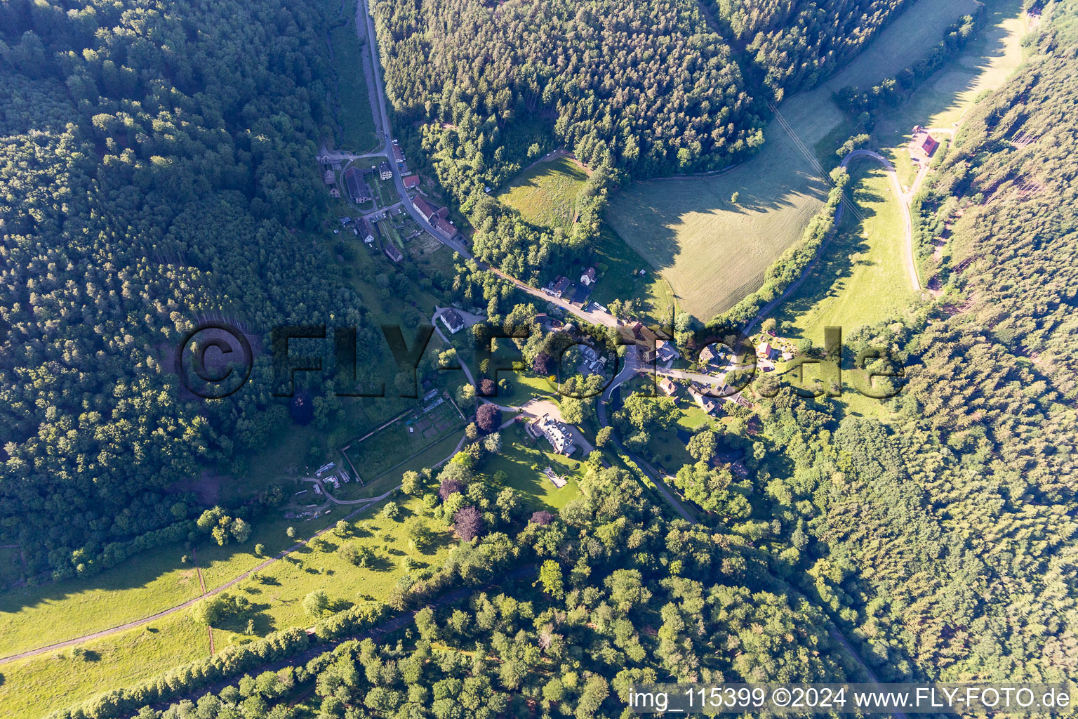 Vue aérienne de Château de Jaegerthal à Niederbronn-les-Bains dans le département Bas Rhin, France