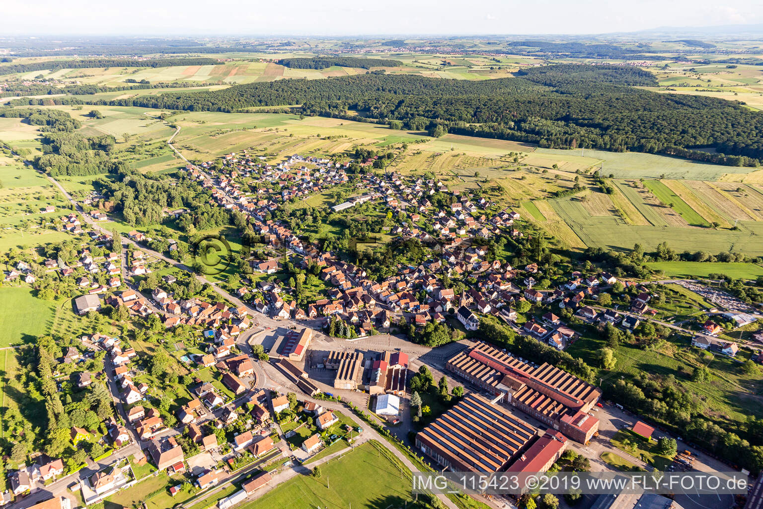 Zinswiller dans le département Bas Rhin, France vu d'un drone