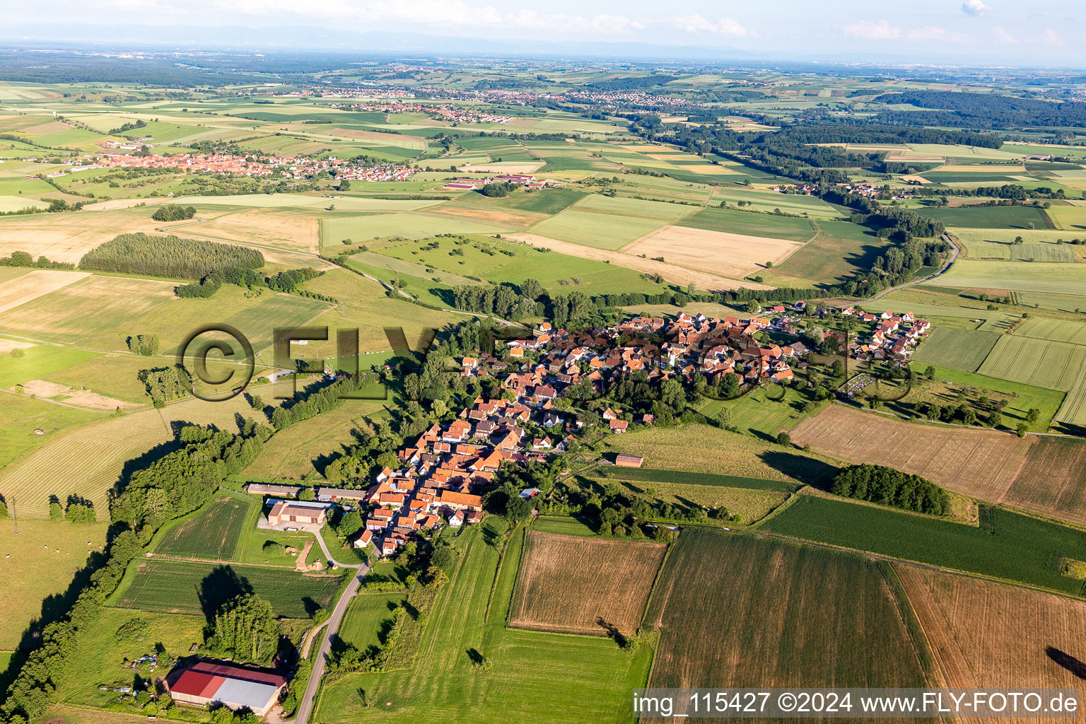 Mulhausen dans le département Bas Rhin, France d'en haut