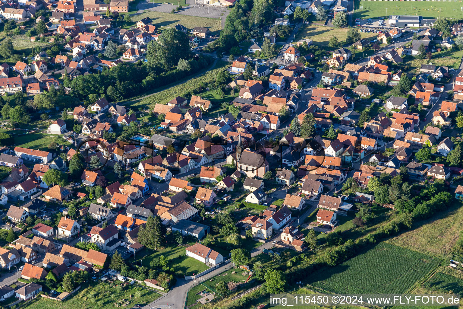 Niedermodern dans le département Bas Rhin, France d'en haut