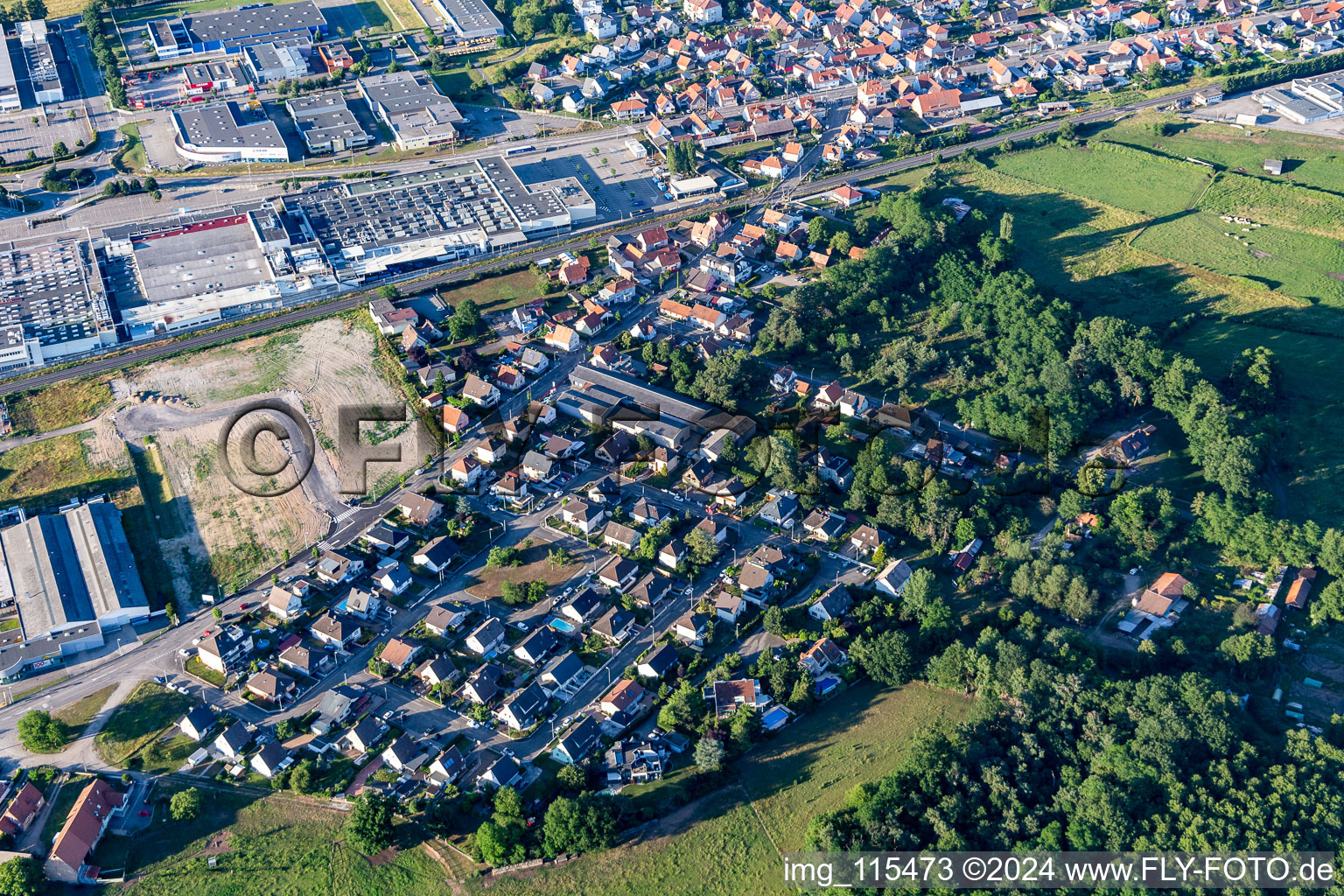 Vue aérienne de Quartier Metzgerhof Krausenhof in Hagenau dans le département Bas Rhin, France