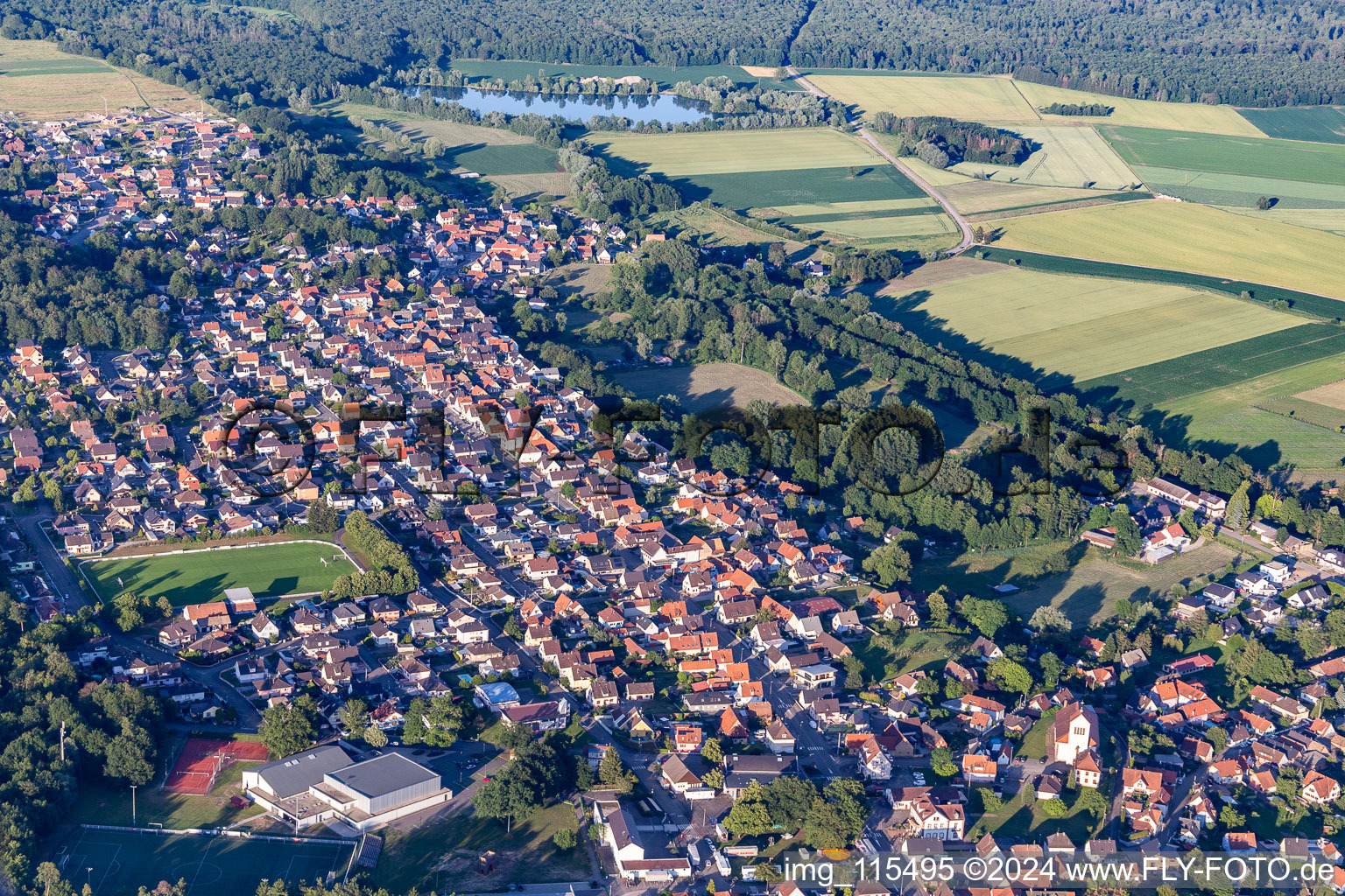 Schirrhein dans le département Bas Rhin, France vue d'en haut