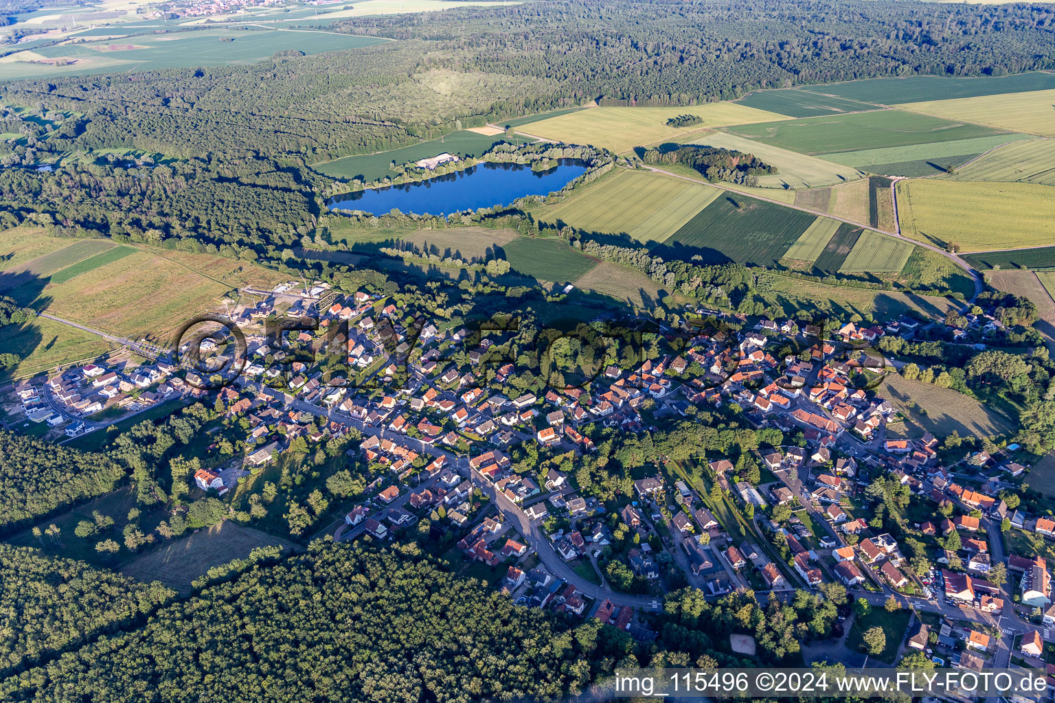 Vue oblique de Schirrhoffen dans le département Bas Rhin, France