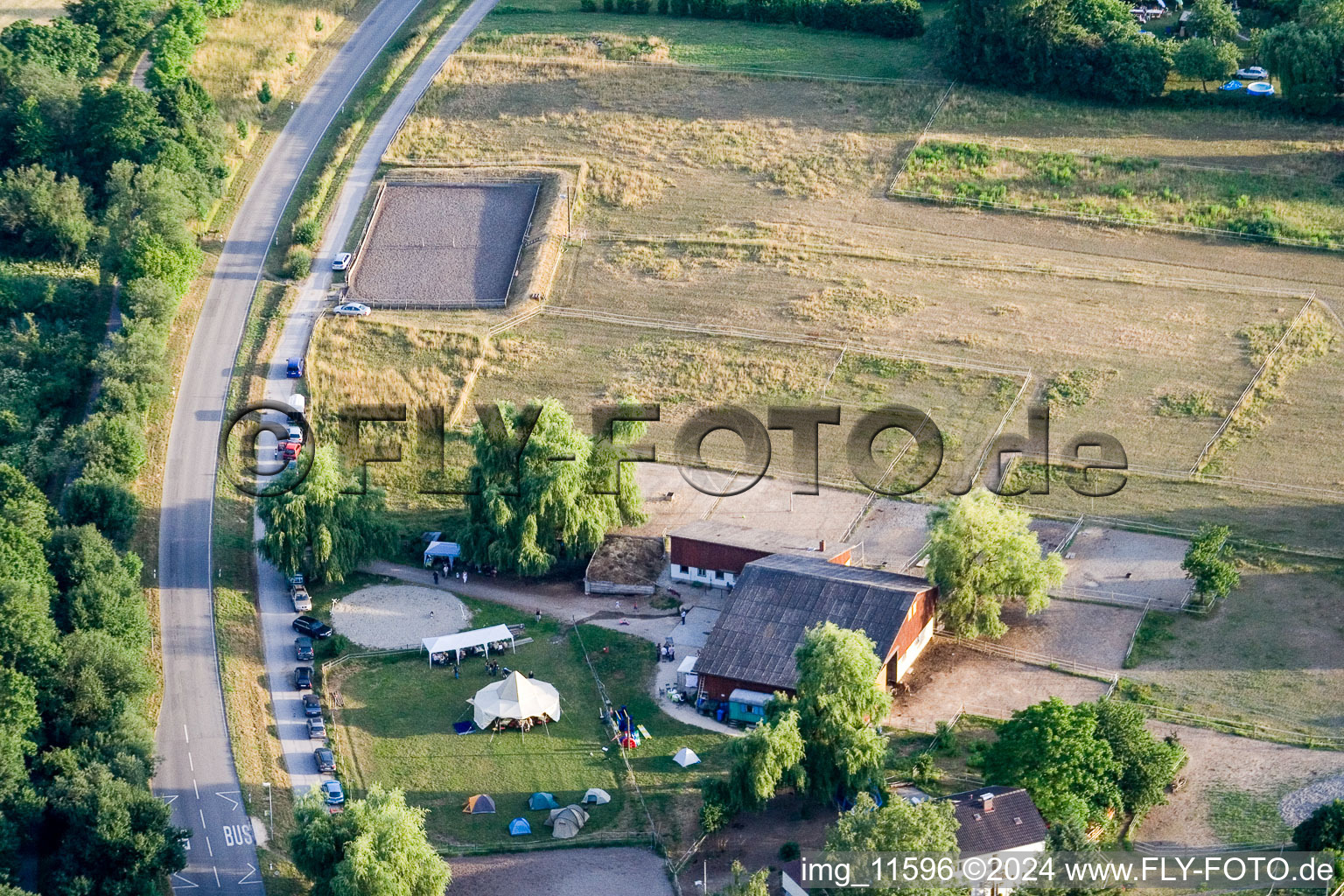 Photographie aérienne de Randonnée thérapeutique Reithof Trab eV sur le lac de Constance à le quartier Wollmatingen in Konstanz dans le département Bade-Wurtemberg, Allemagne