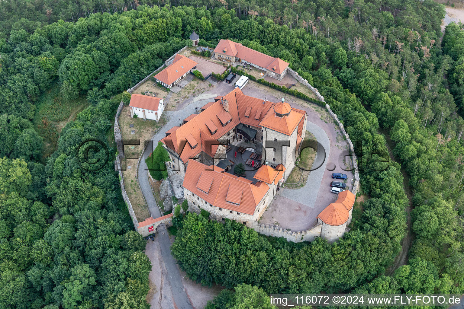 Photographie aérienne de Forteresse de Wachsenburg à Amt Wachsenburg dans le département Thuringe, Allemagne