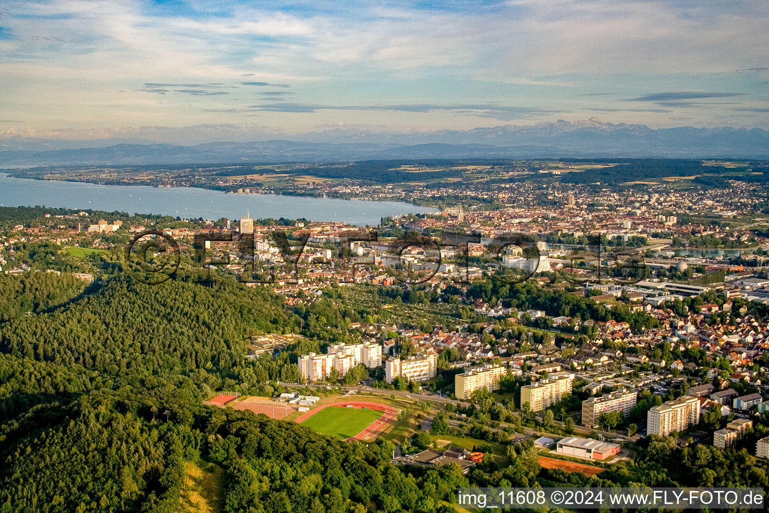 Photographie aérienne de Quartier de Fürstenberg à le quartier Wollmatingen in Konstanz dans le département Bade-Wurtemberg, Allemagne