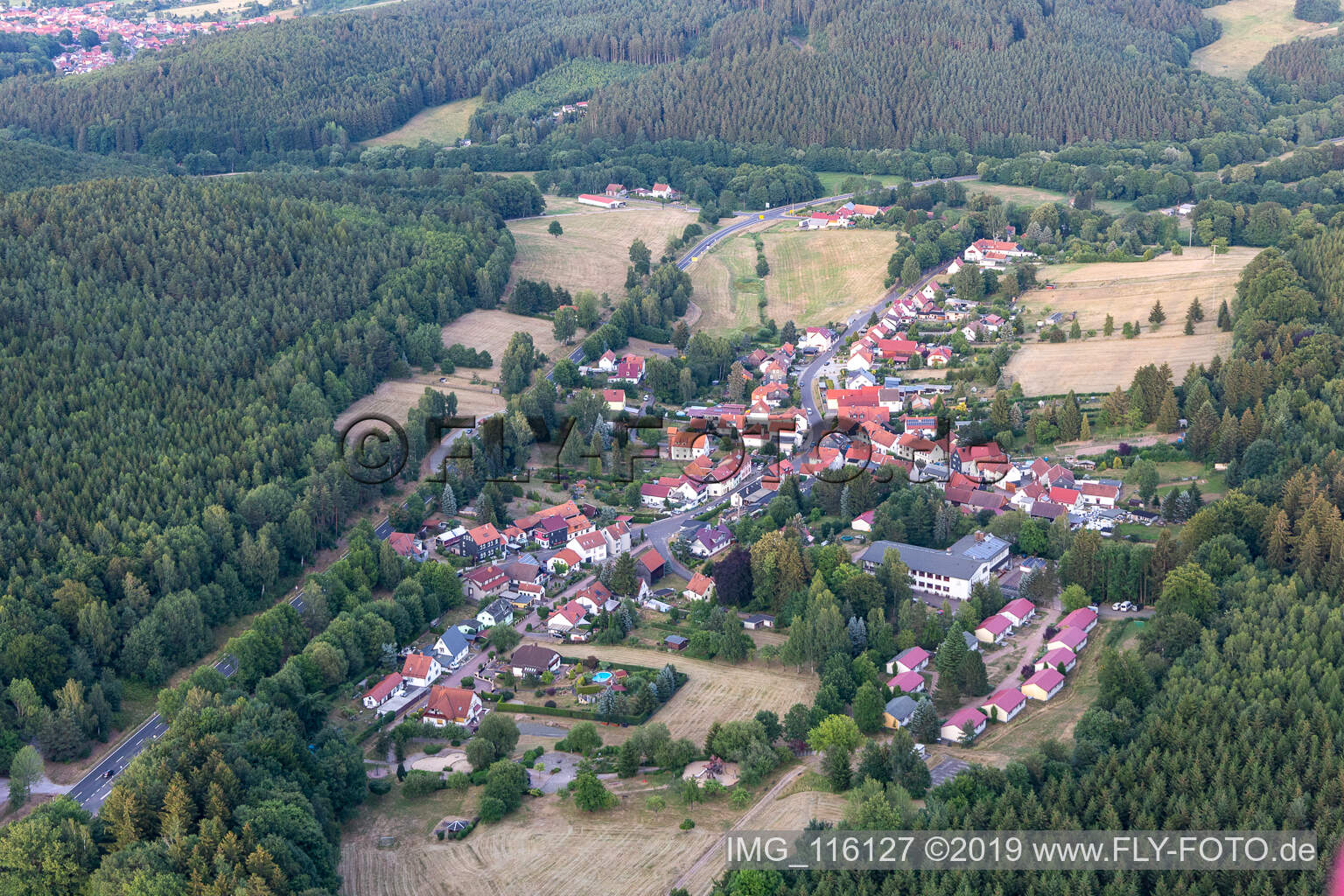 Vue aérienne de Engelsbach dans le département Thuringe, Allemagne