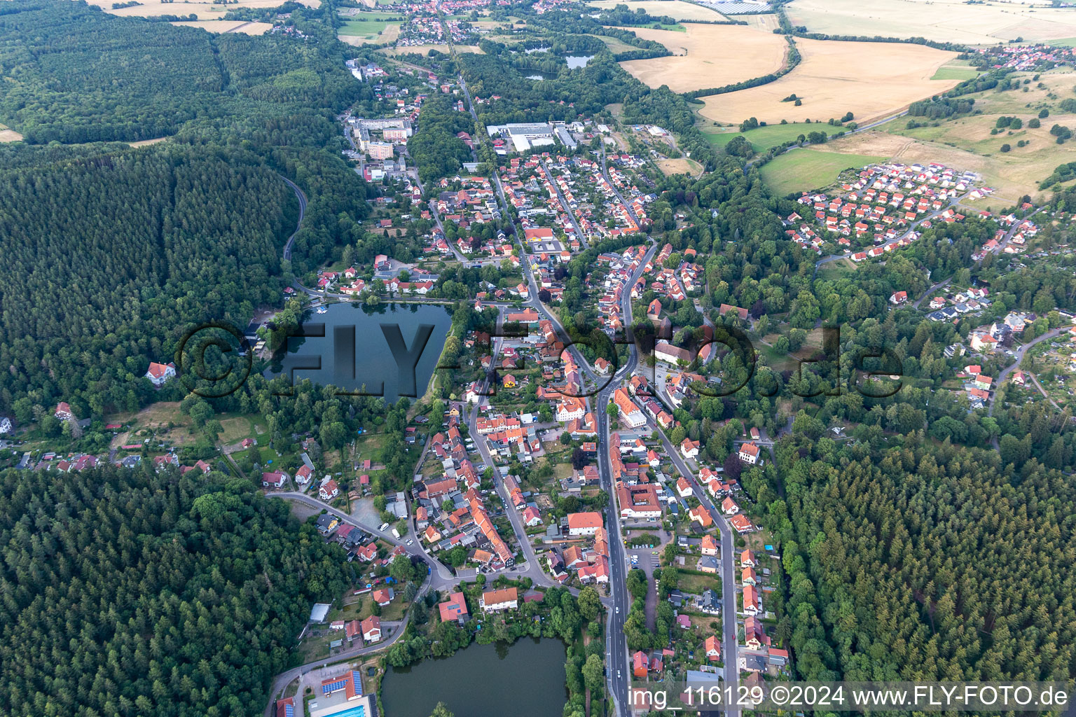 Vue aérienne de Georgenthal/Thür. Wald dans le département Thuringe, Allemagne