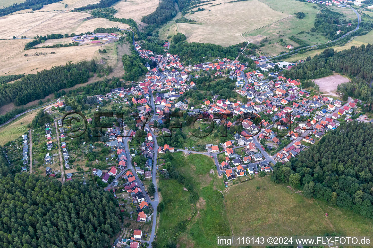 Vue aérienne de Frankenhain dans le département Thuringe, Allemagne