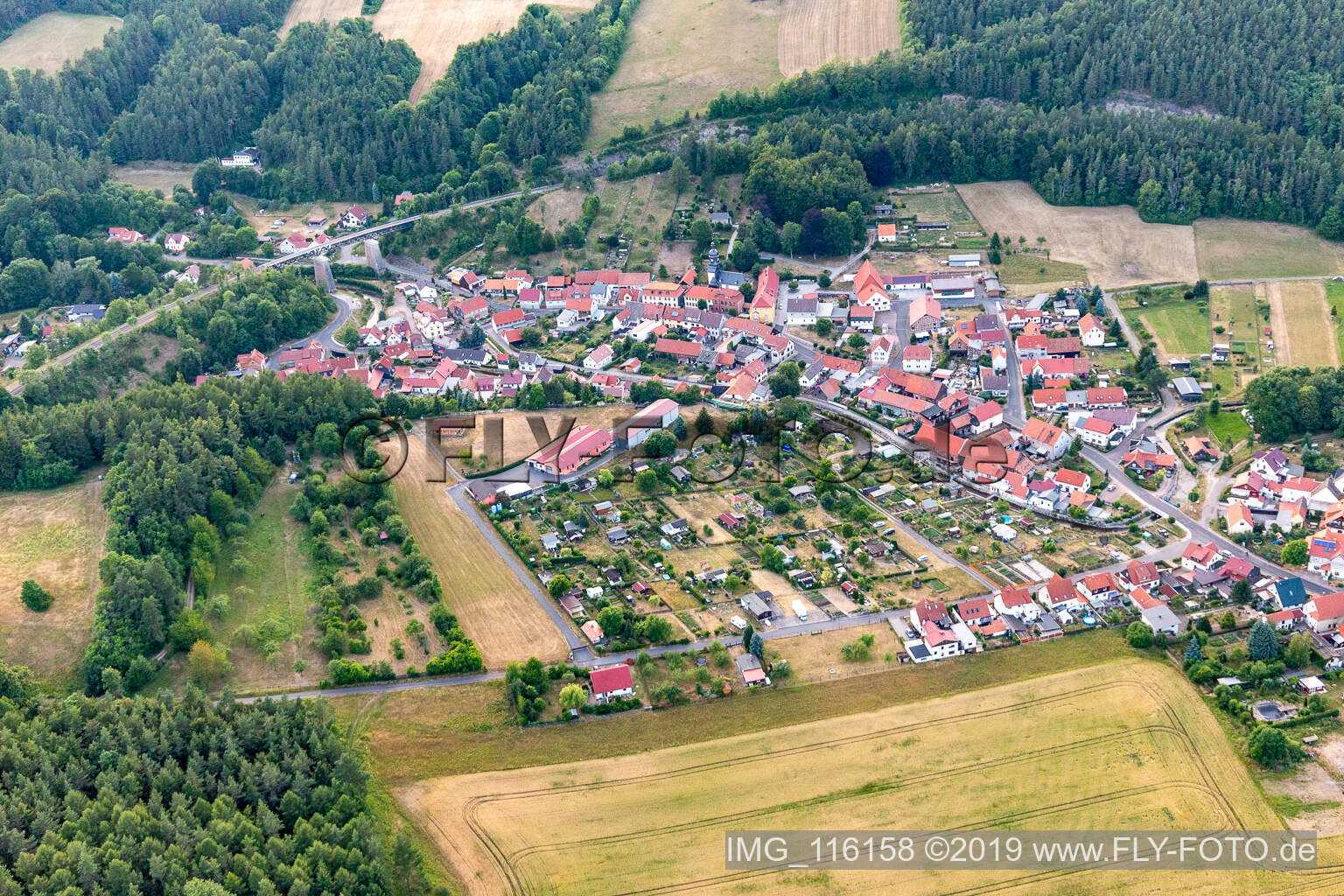 Vue aérienne de Angelroda dans le département Thuringe, Allemagne