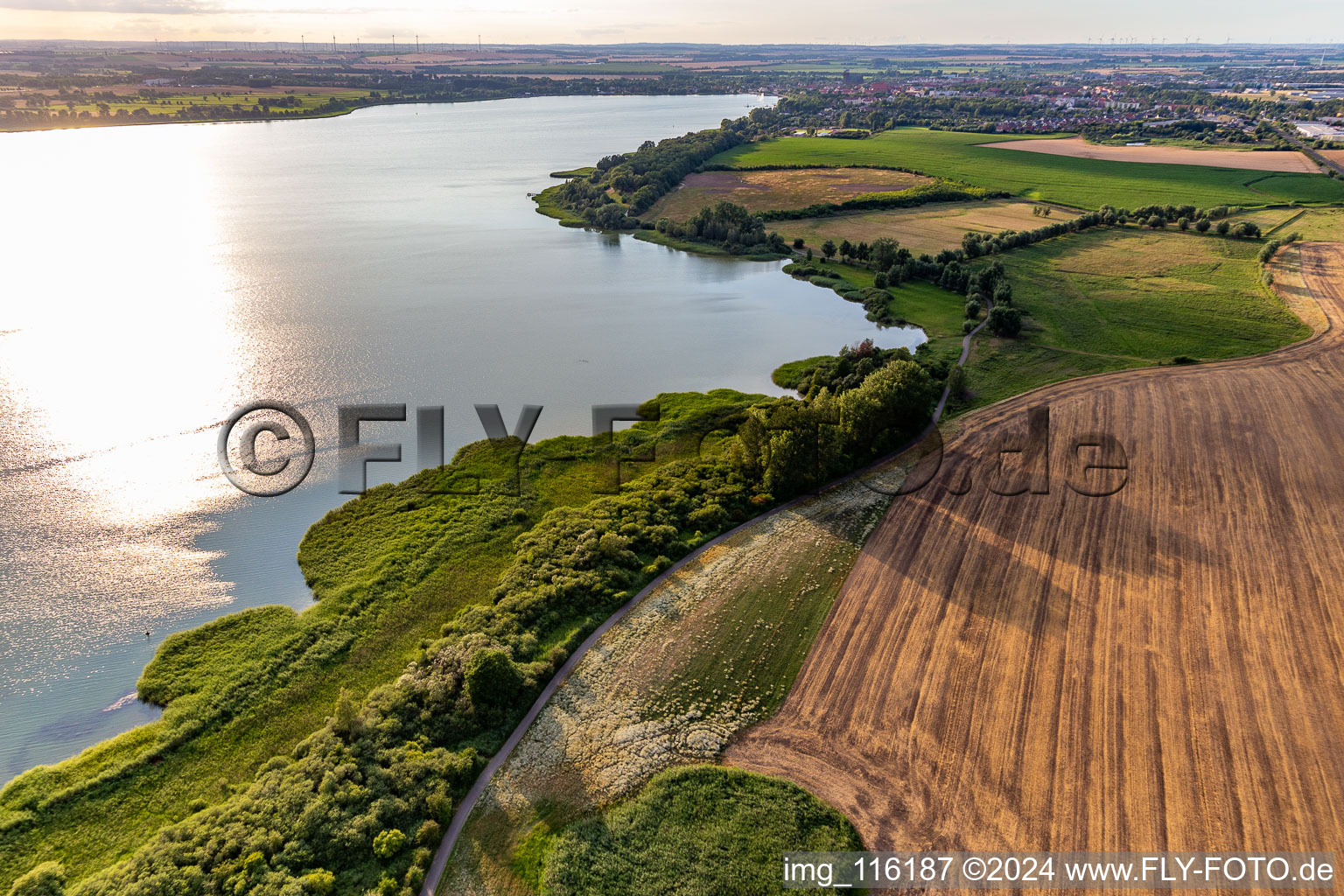 Vue aérienne de Zone de baignade à Unteruckersee à Prenzlau dans le département Brandebourg, Allemagne