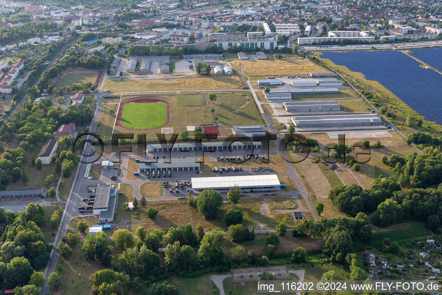 Vue aérienne de Caserne Uckermark à Prenzlau dans le département Brandebourg, Allemagne