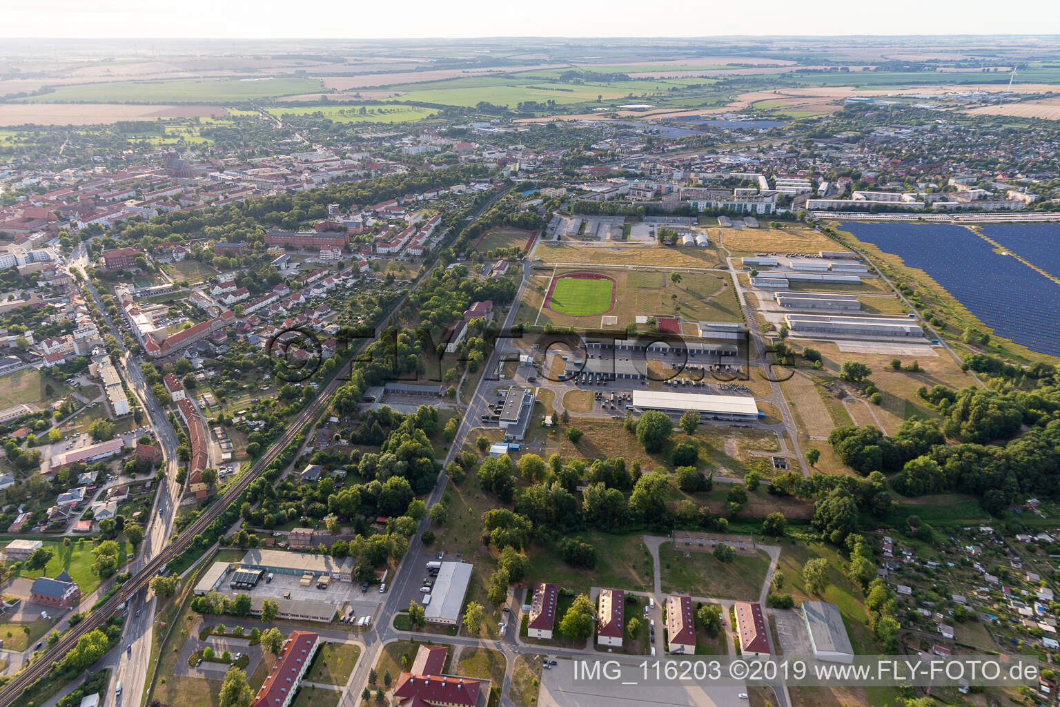 Vue aérienne de Caserne Uckermark à Prenzlau dans le département Brandebourg, Allemagne