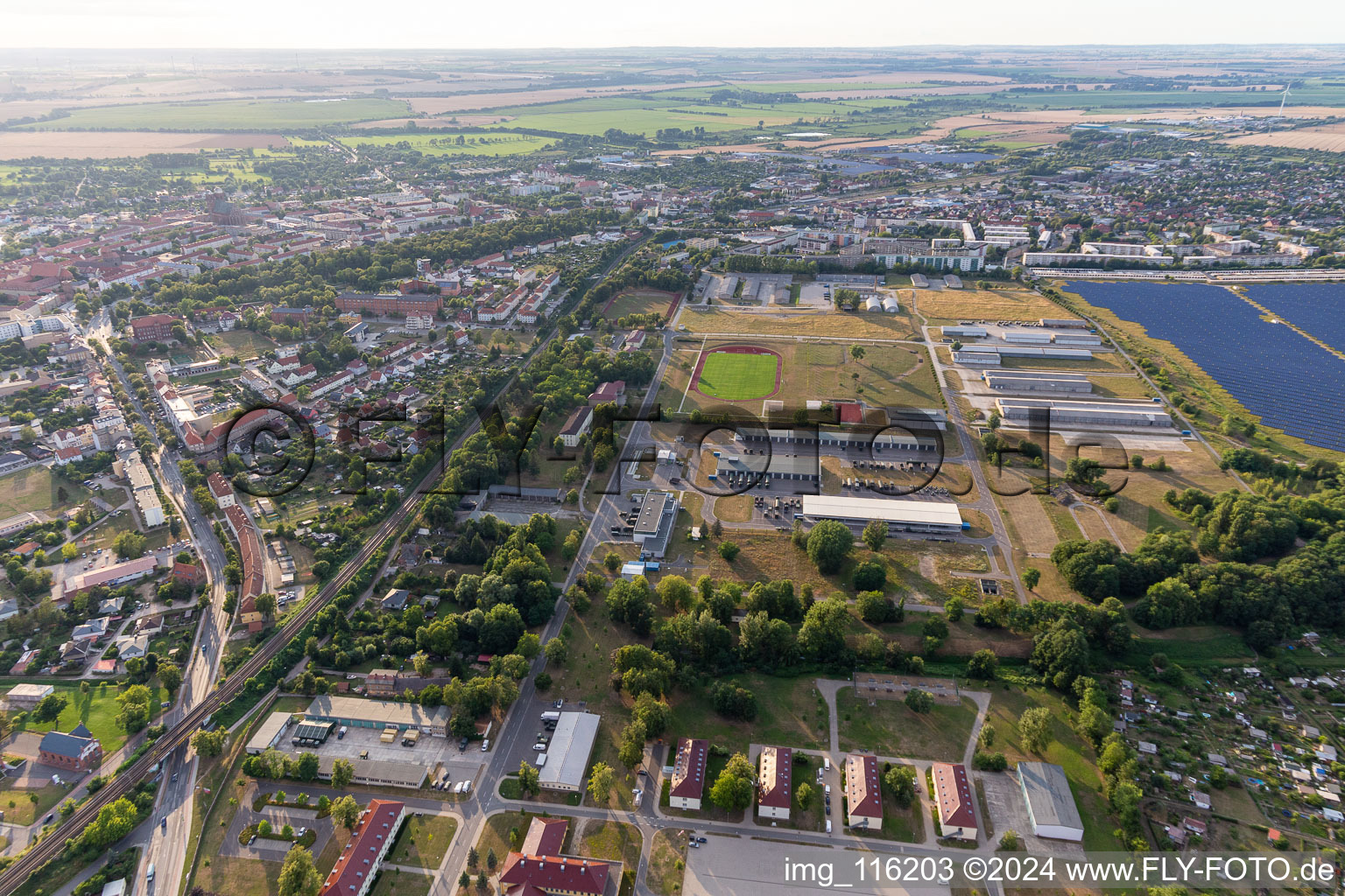 Vue aérienne de Caserne Uckermark à Prenzlau dans le département Brandebourg, Allemagne