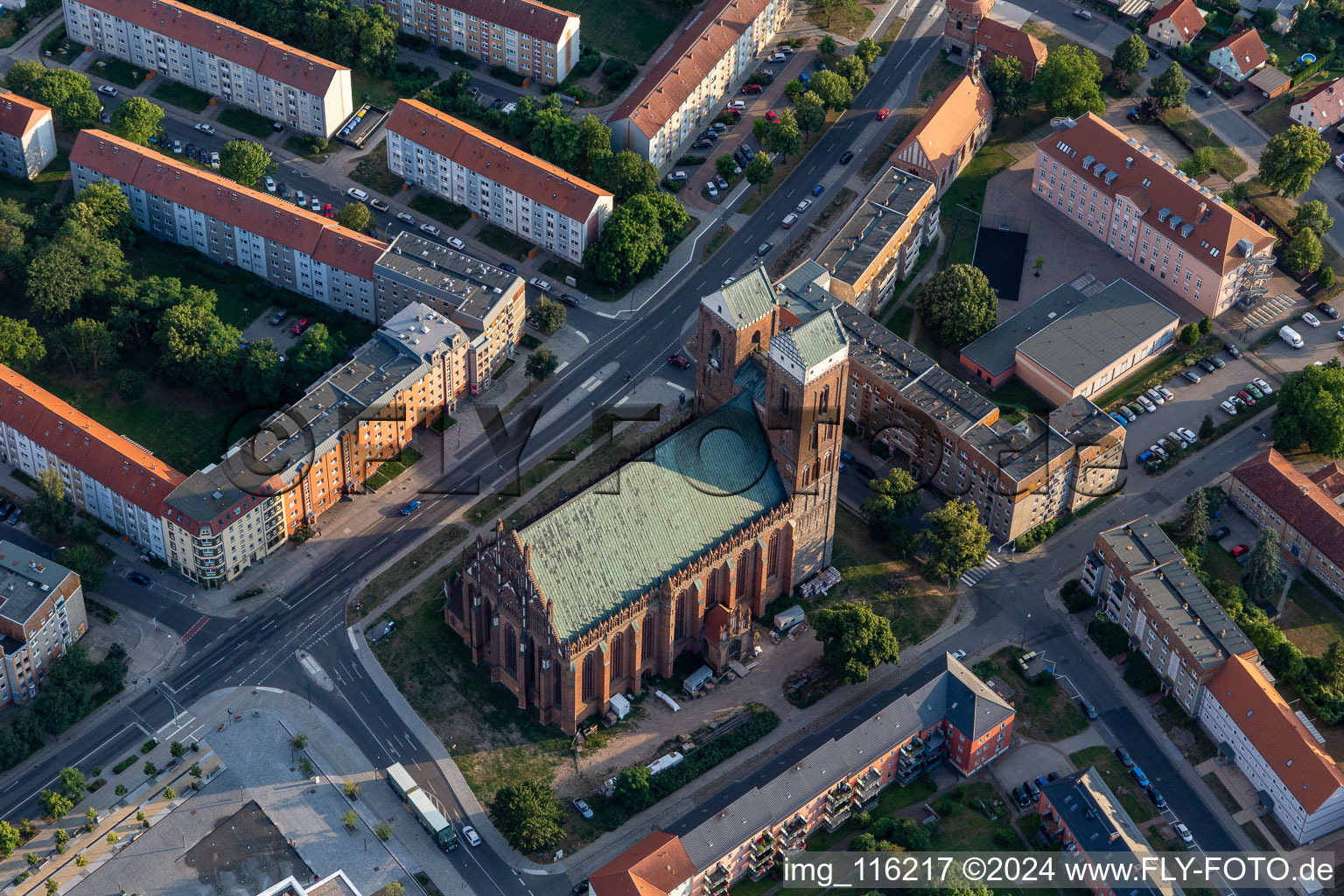 Vue aérienne de L'église St. marie à Prenzlau dans le département Brandebourg, Allemagne