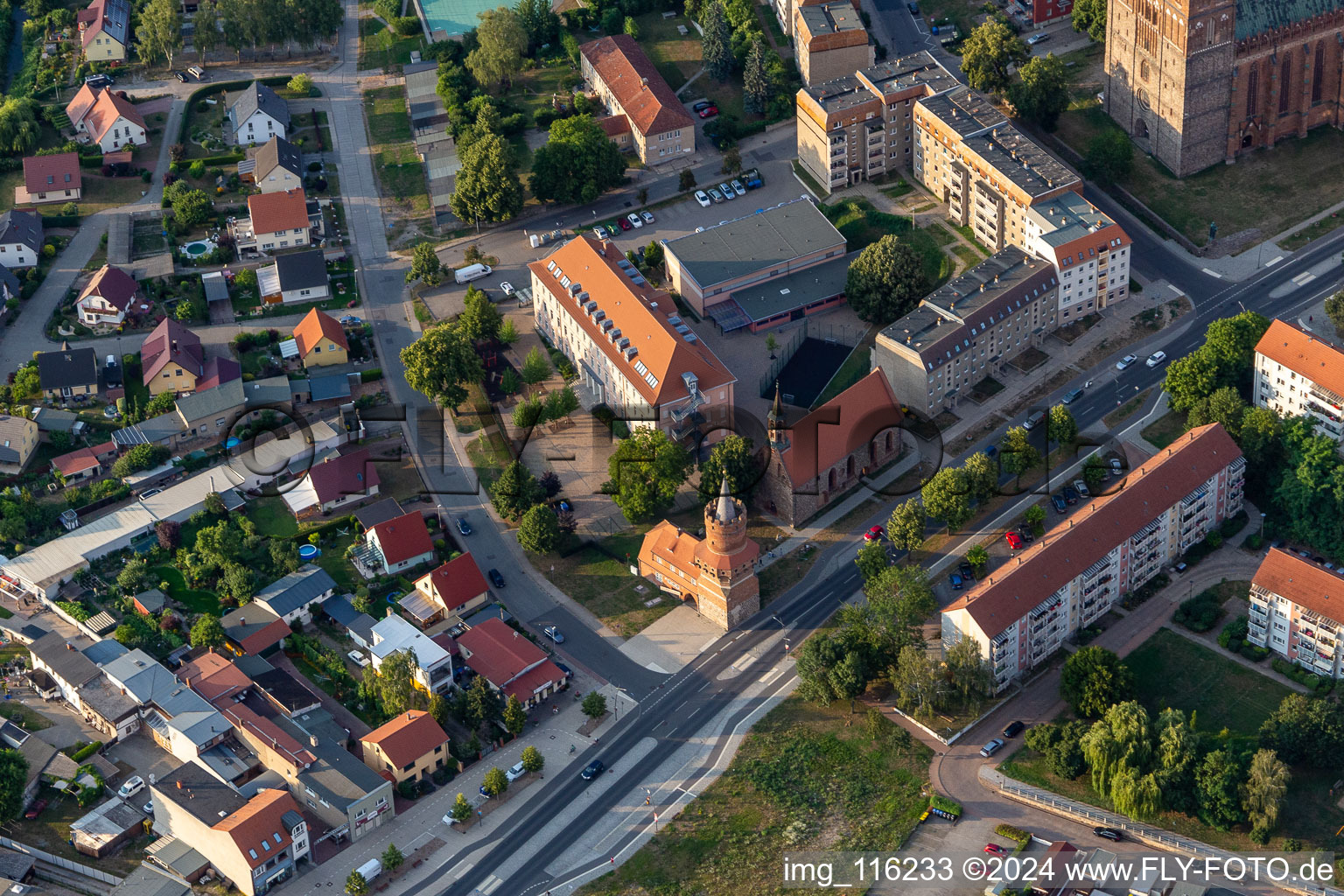 Vue d'oiseau de Prenzlau dans le département Brandebourg, Allemagne