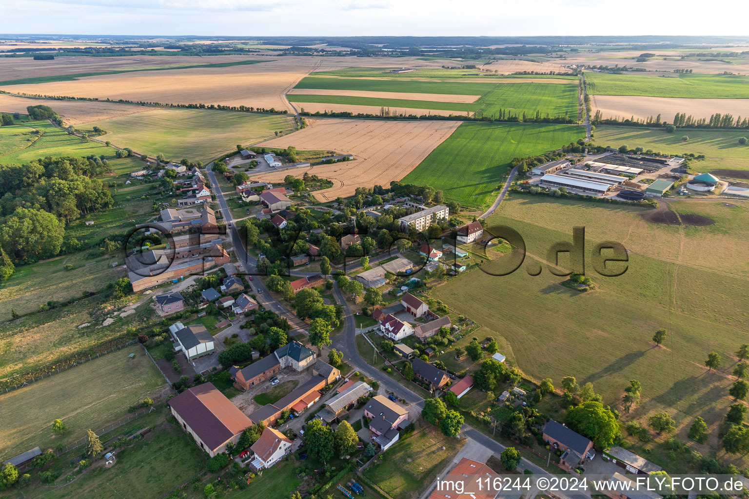 Vue aérienne de Zollchow dans le département Brandebourg, Allemagne