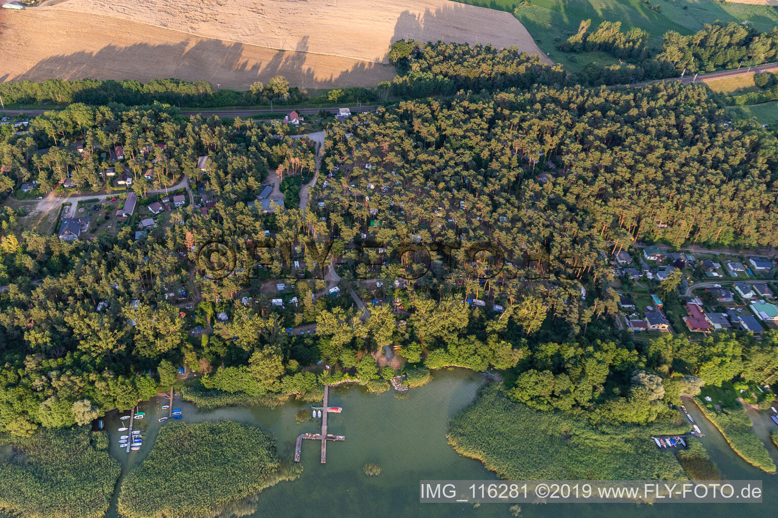 Photographie aérienne de Camping sur Oberuckersee à Oberuckersee dans le département Brandebourg, Allemagne