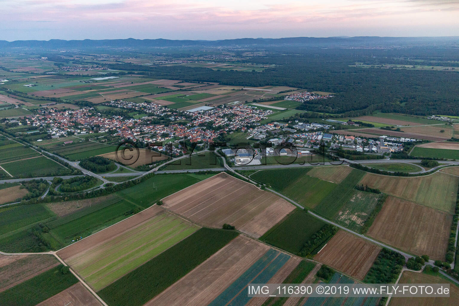 Schwegenheim dans le département Rhénanie-Palatinat, Allemagne vue du ciel