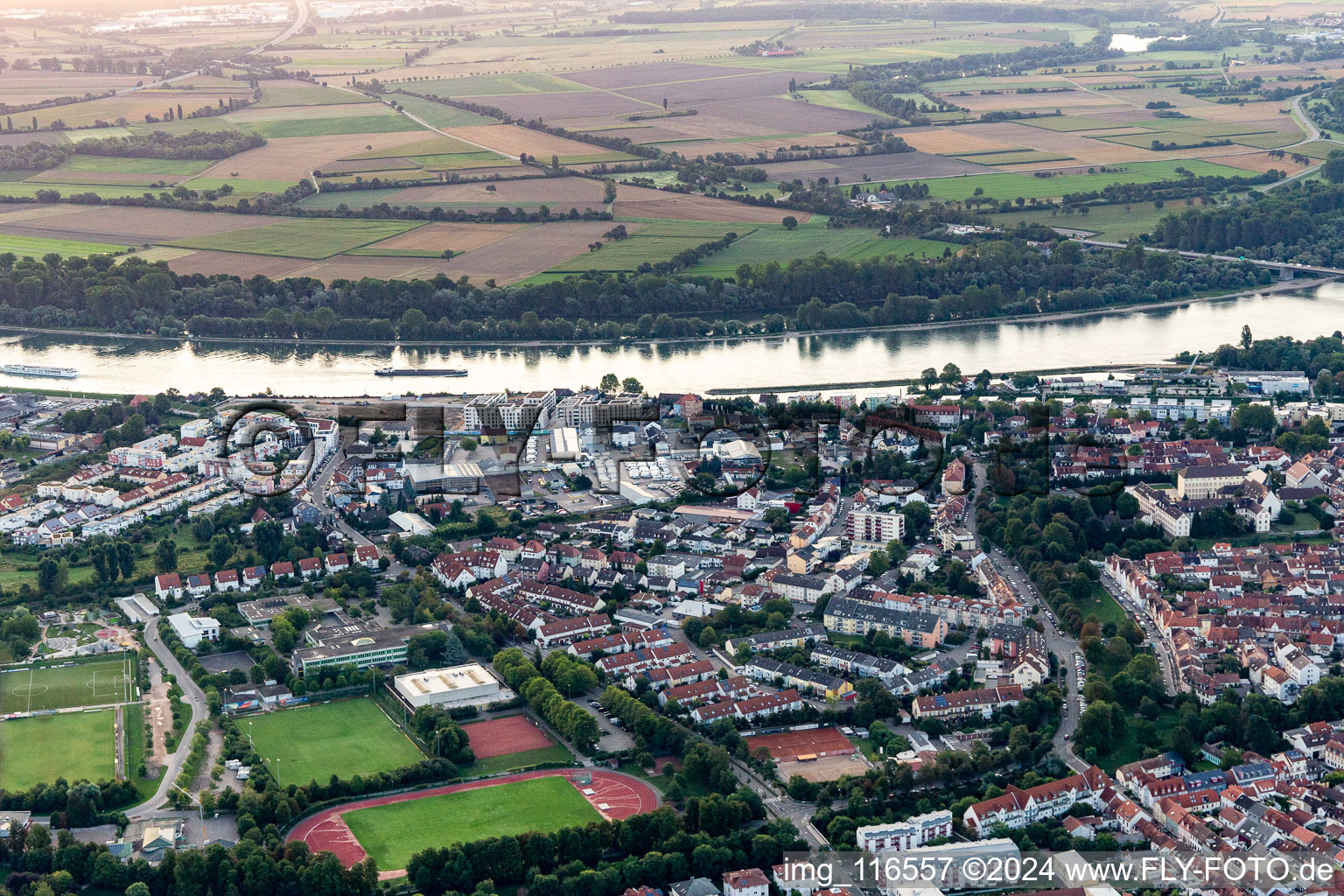 Photographie aérienne de Bord du Rhin à Speyer dans le département Rhénanie-Palatinat, Allemagne