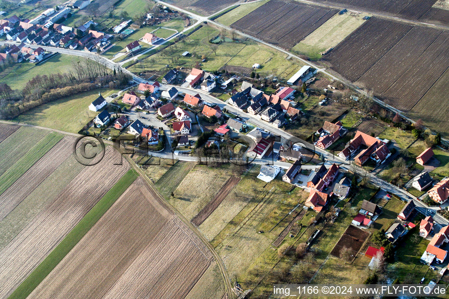 Niederlauterbach dans le département Bas Rhin, France vue d'en haut