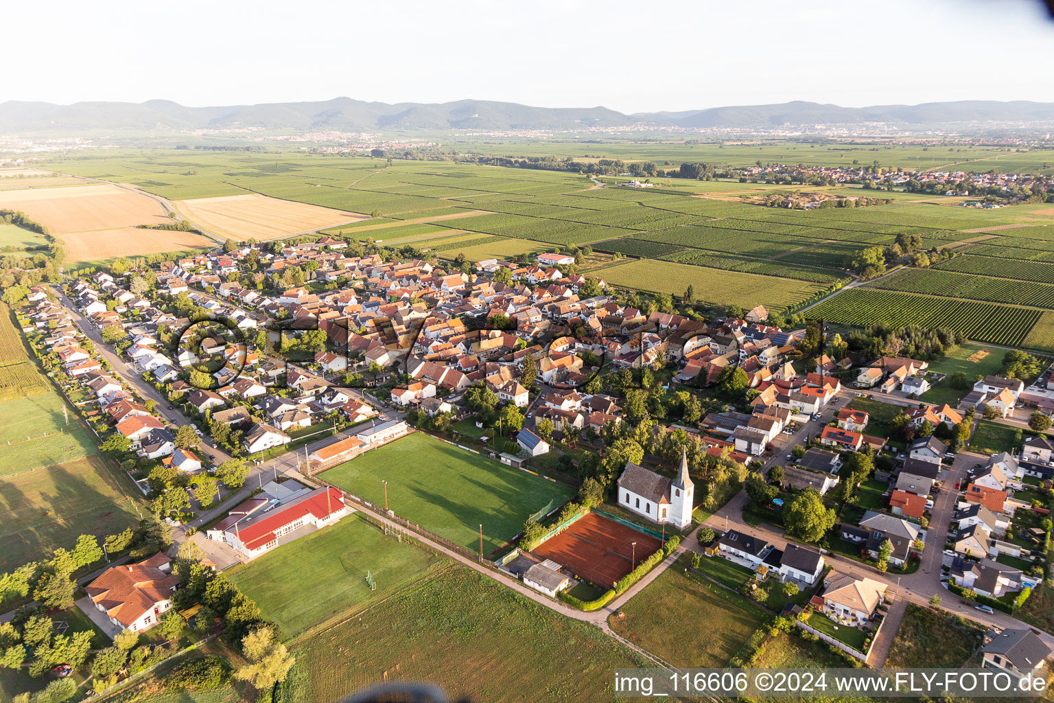 Altdorf dans le département Rhénanie-Palatinat, Allemagne depuis l'avion